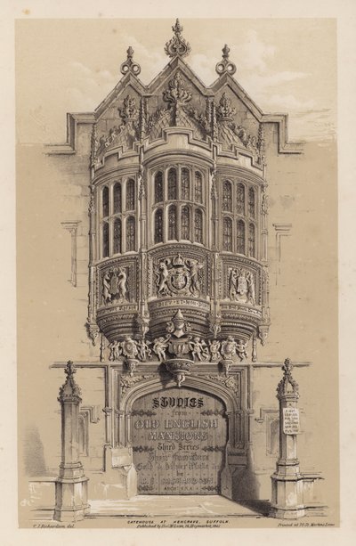 Frontispice for Old English Mansions, Third Series, af C J Richardson (farve litho) af Charles James Richardson