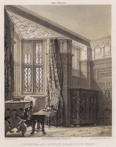 Interiør hos Little Charlton, Kent (farve litho) af Charles James Richardson