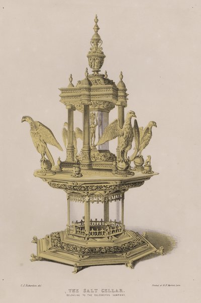 Saltkælderen, tilhørende Guldsmedekompagniet (farve litho) af Charles James Richardson