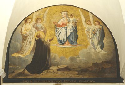 Jomfru leverer rosenkrans til San Damiano af Charles Jean Baptiste Besson