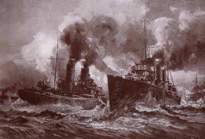 En kamp med en destroyer (litho) af Charles John de (after) Lacy