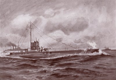 En ubåd på overfladen (litho) af Charles John de (after) Lacy