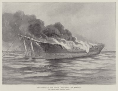 Afbrændingen af barken Blengfell ud for Margate af Charles John de Lacy