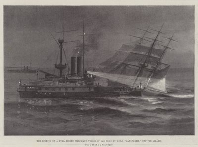 Forliset af et fuldrigget handelsfartøj på 1400 tons af HMS Sanspareil off the Lizard af Charles John de Lacy