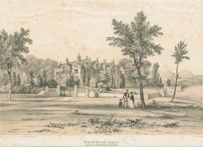 Westwood Hall: tonet litografi, nd [1832-1841] af Charles Joseph Hullmandel