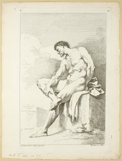 Figur, fra Anden bog med figurer af akademier indgraveret til dels af professorerne fra Det Kongelige Akademi af Charles Joseph Natoire