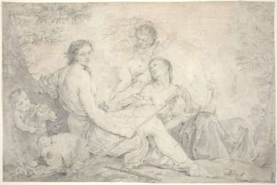 Hestia i et mytisk landskab, ca. 1760 (grafit på vellum) af Charles Joseph Natoire