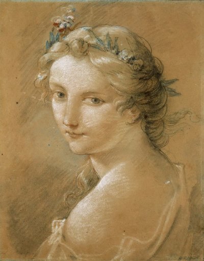 Portræt af en ung kvinde. af Charles Joseph Natoire
