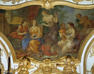 Psyche viser sine tresors til sine søstre Loftsmaleri af Charles Joseph Natoire (Charles-Joseph Natoire af Charles Joseph Natoire