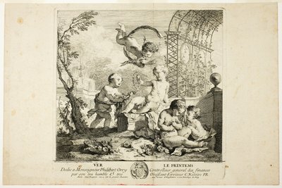Spring, tallerken en fra The Four Seasons af Charles Joseph Natoire