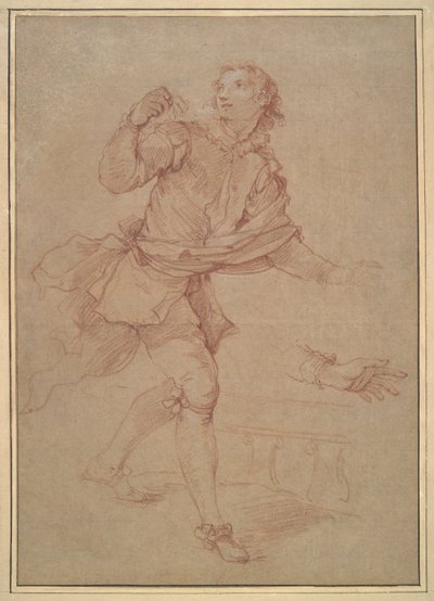 Studie af en ung mand, studie til gobelin, Sancho af Charles Joseph Natoire