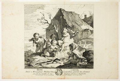 Vinter, tallerken fire fra The Four Seasons af Charles Joseph Natoire