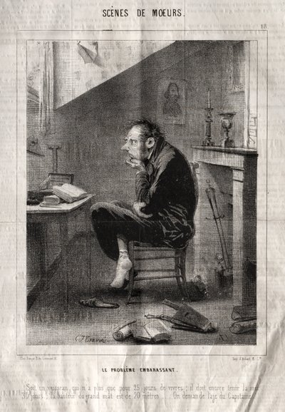 Scener med manerer: Det pinlige problem... af Charles Joseph Traviès de Villers