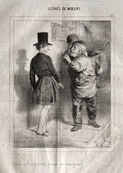 Scener med manerer: Vil du tillade mig at tænde min brænder? af Charles Joseph Traviès de Villers