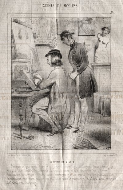 Manerscener: Besøgsretten. Håber ikke at genere dig.... af Charles Joseph Traviès de Villers