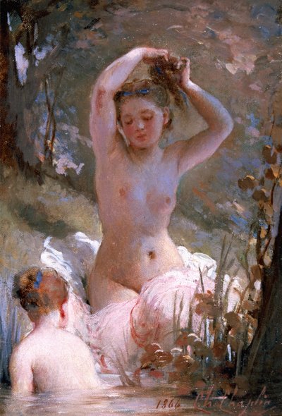 To piger badende, 1864 af Charles Joshua Chaplin