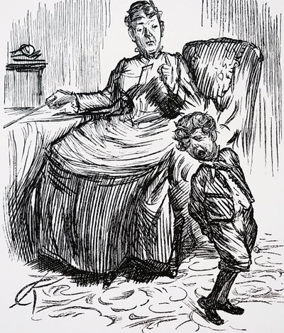 En mor, der straffer sin frække dreng af Charles Keene
