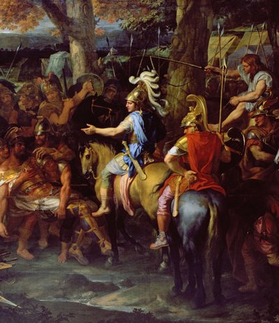 Alexander og Porus i slaget ved Hydaspes, ca. 1673 (olie på lærred) (detaljer fra 90063) af Charles Le Brun