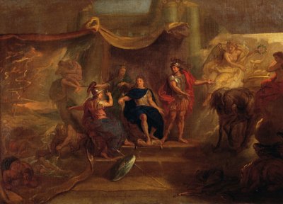 Beslutning om at føre krig mod hollandsk, loftmaleri fra Galerie des Glaces i Versailles af Charles Le Brun