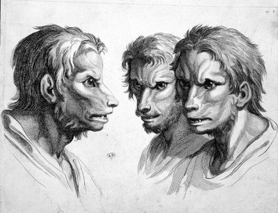 Tre ansigter af varulv (varulv) - af Le brun af Charles Le Brun