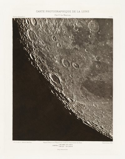 Carte photographique de la lune, planche XII.A (Fotografisk kort over månen, planche XII.A),11. oktober af Charles le Morvan