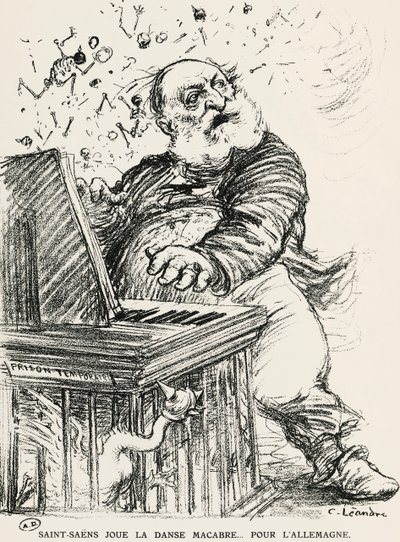 Karikatur af Charles Camille Saint-Saens, fransk komponist, pianist og organist af Charles Leandre
