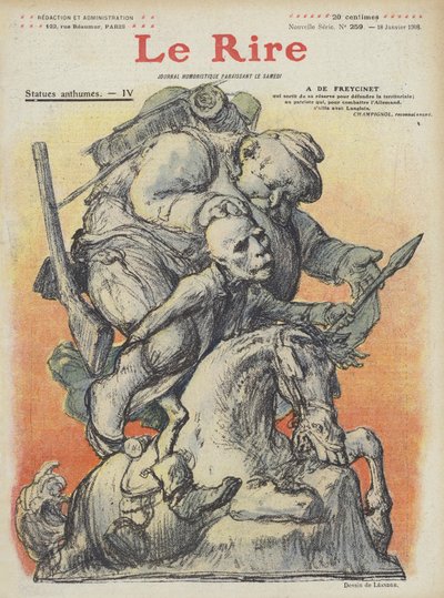 Karikatur af den franske premierminister Charles de Freycinet. Illustration til Le Rire af Charles Leandre