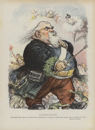Karikatur af den franske maler og politiker Etienne Dujardin-Beaumetz. Illustration til Le Rire af Charles Leandre