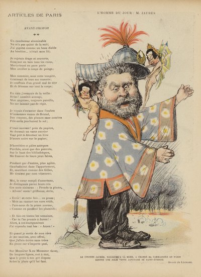 Karikatur af den franske socialistiske politiker Jean Jaures. Illustration til Le Rire af Charles Leandre