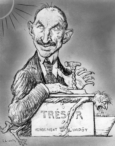 Tegneserie af Charles Leandre af den franske finansminister Charles de Lasteyrie offentliggjort i papiret Le Rire 26. november af Charles Leandre