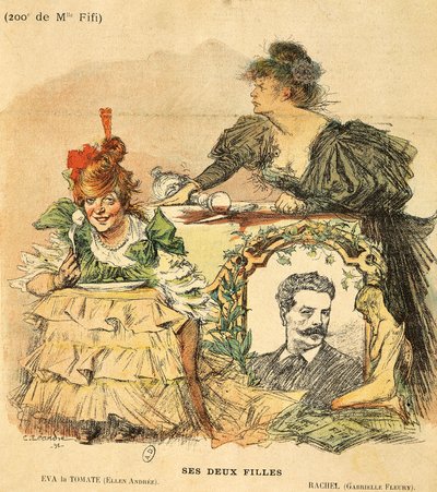 Tegnefilm for to hundrededel replika af Mademoiselle Fifi, fra novelle af Guy de Maupassant af Charles Leandre