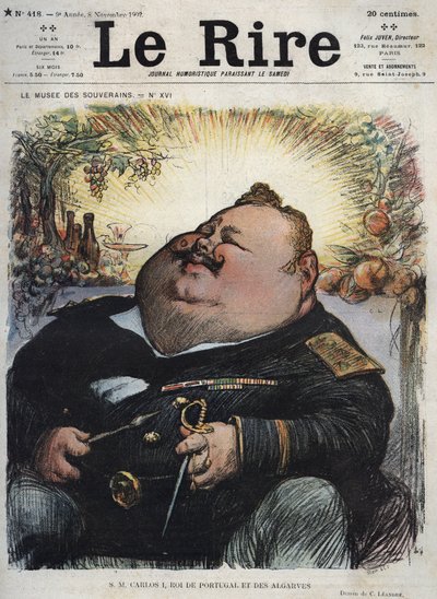 Charles I, konge af Portugal (1863-1908) - Carlos I, konge af Portugal og Algarves - Karikatur af Charles Leandre (1862-1934) i "The Rire"" af 8. november af Charles Leandre