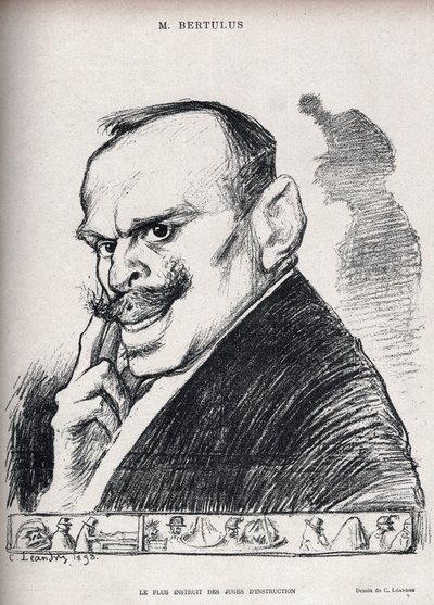 Dreyfus-sag - Den mest uddannede af undersøgelsesdommere - Paul Bertulus 1851-1917 - Fransk dommer - Karikatur af Charles Leandre (1862-1934) i "" Le Rire"" nummer 197 de 1898 af Charles Leandre