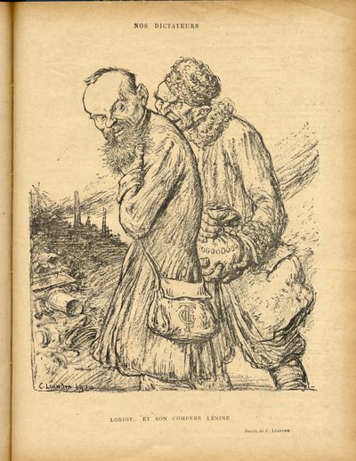 Illustration af Charles Leandre (1862-1934) i Le Rire, 29/05/20 - Loriot og hans medspiller Lenine - Uss - Lenine, Loriot af Charles Leandre