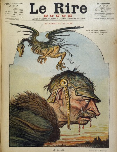 The Kaiser: William II - Tegneserie af Charles Leandre (1862-1934) i "" Le Rire rouge"" fra 16/11/1918 af Charles Leandre
