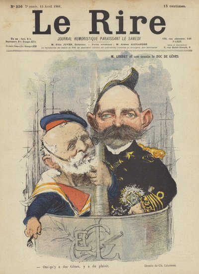 Loubet og hans fætter le Duc De Genes, Illustration for Le Rire af Charles Leandre