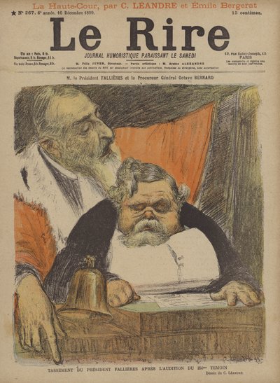 M Le President Fallieres og Le Procureur General Octave Bernard, Illustration for Le Rire af Charles Leandre