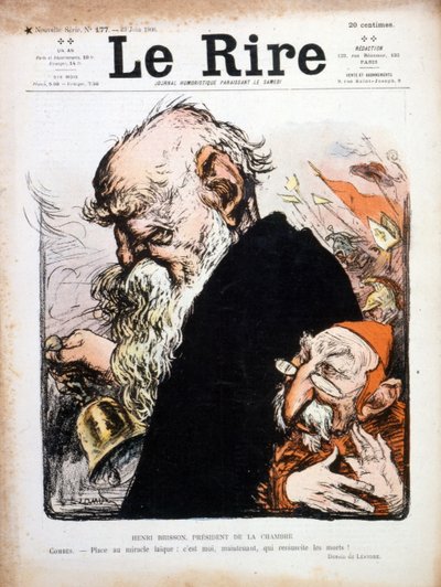 Satirisk illustration af Eugene Henri Brisson forside af Le Rire 1906 (gravering) af Charles Leandre