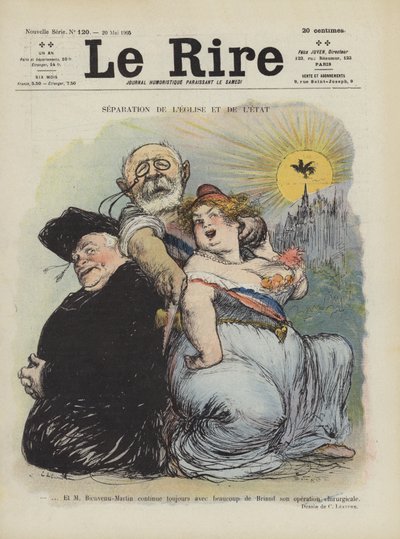 Adskillelse af kirke og stat. Illustration til Le Rire af Charles Leandre