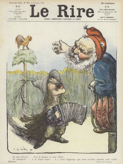 Kongen af Italien og Frankrigs præsident. Illustration til Le Rire af Charles Leandre