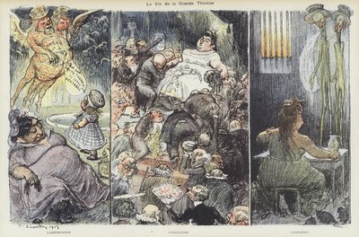 Svindleren Therese Humberts liv. Illustration til Le Rire af Charles Leandre