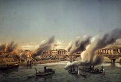 Flotille af Seine tvinger indrejse i Paris ved barrikaden den 21. maj af Charles Leduc