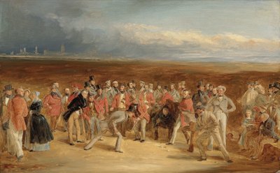 Den færdige skitse til The Golfers: A Grand Match spillet på St. Andrews Links af Sir David Baird, Bt. og Sir Ralph Anstruther, Bt. af Balcaskie, mod Major Playfair og John Campbell, Esq., af Glensaddell, i 1850 af Charles Lees
