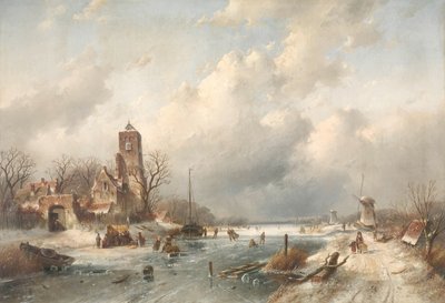 Vinterscene af Charles Leickert