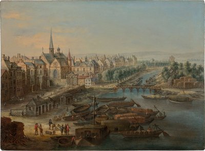 Udsigt over Arsenal, havnen Saint Paul og quai des Célestins i Paris, 1730