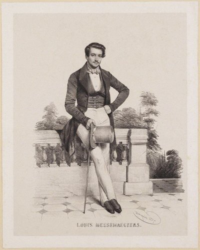 Portræt af komponisten Louis Messemaeckers 1809-1889, 1837. af Charles Louis Baugniet