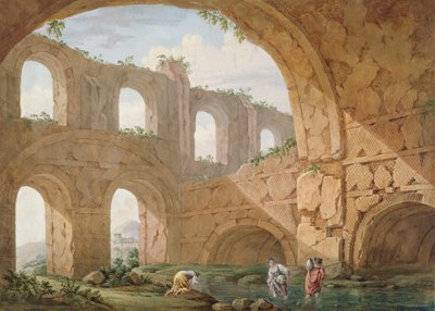 Hadrians villa, nær Tivoli (pen og gouache på papir) af Charles Louis Clerisseau