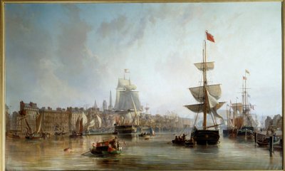 Port of Rouen i 1855 Maleri af Charles Louis Mozin (1806-1862) 1855 Søn. 1,77x2,87 m Rouen, Musee des Beaux Arts af Charles Louis Mozin