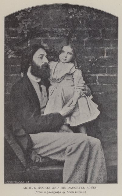 Arthur Hughes og hans datter Agnes (s/h foto) af Charles Lutwidge Dodgson