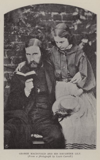 George Macdonald og hans datter Lily (s/h foto) af Charles Lutwidge Dodgson